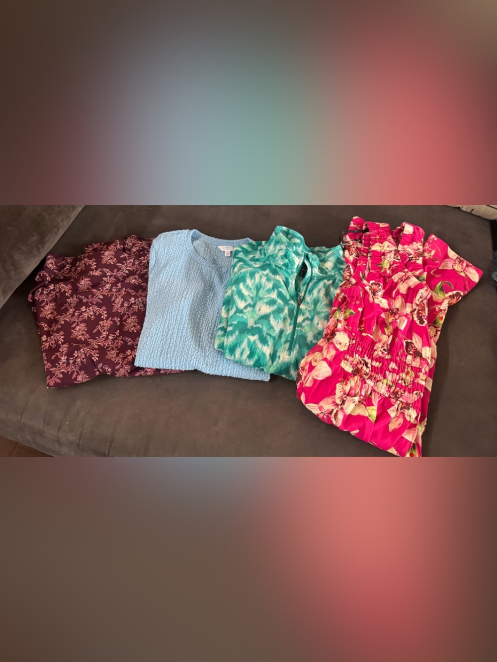 XL Bundle Teal & Light Blue Mix Pullover Tops - Unbranded